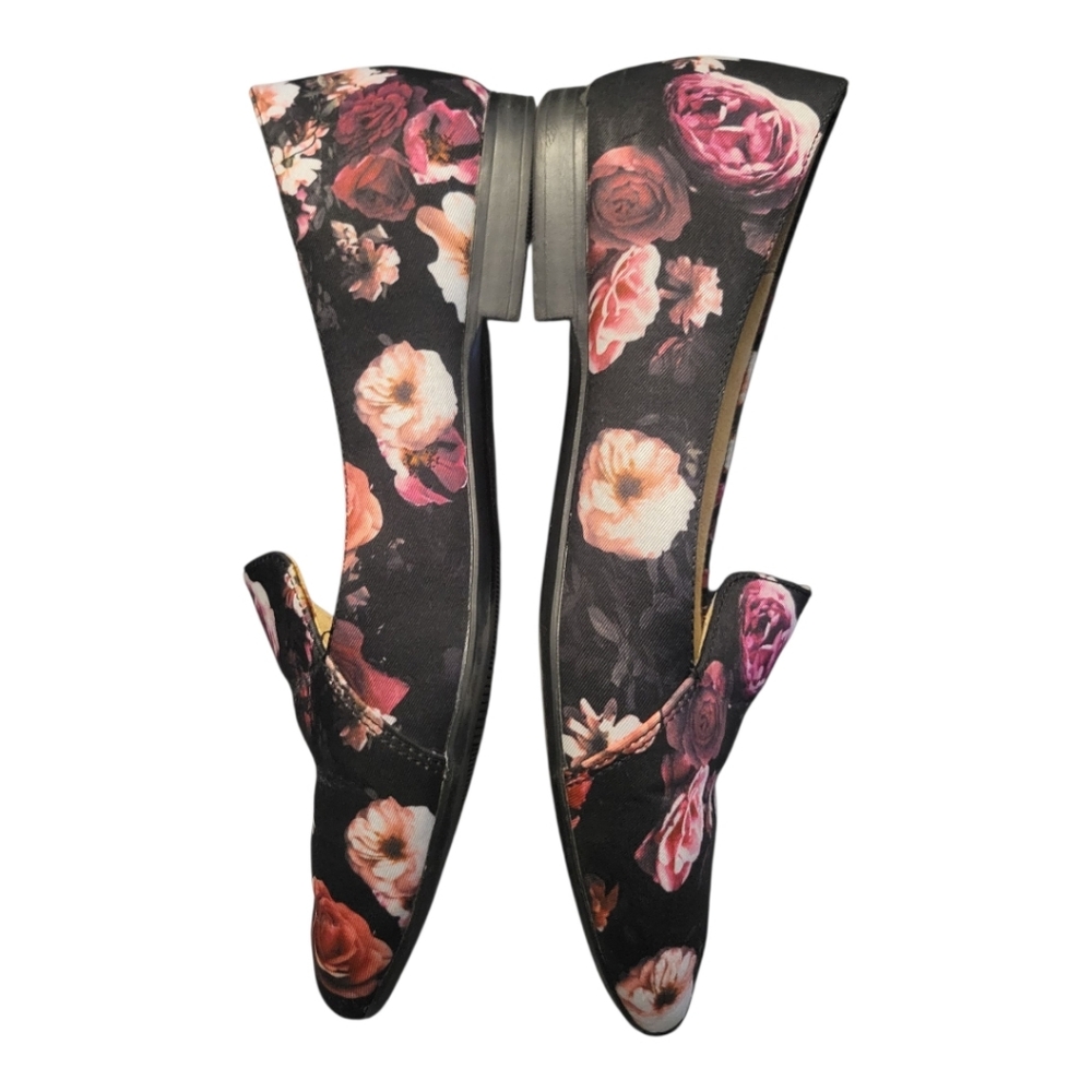 Naturalizer Black Floral Slip-On Loafers with Rose Accents - Picture 4 of 8
